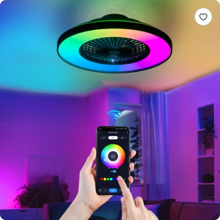 23 Inch Black Ceiling Fan Light With LED RGB Dimmable & Color Changing, APP & Remote Control, Modern Smart Ceiling Fan For Living Room, Bedroom, And Dining Room Silent 6-Speed Reversible DC Motor