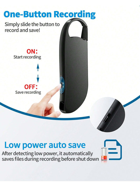 Digital Voice Recorder, USB C Interface, Voice Activation And Noise Reduction, Suitable For Lectures, Meetings, Interviews
