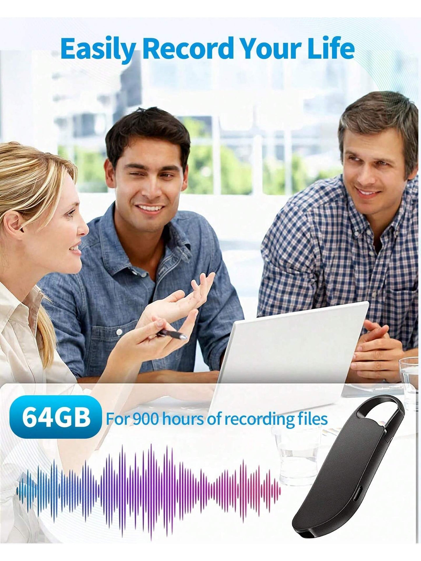 Digital Voice Recorder, USB C Interface, Voice Activation And Noise Reduction, Suitable For Lectures, Meetings, Interviews